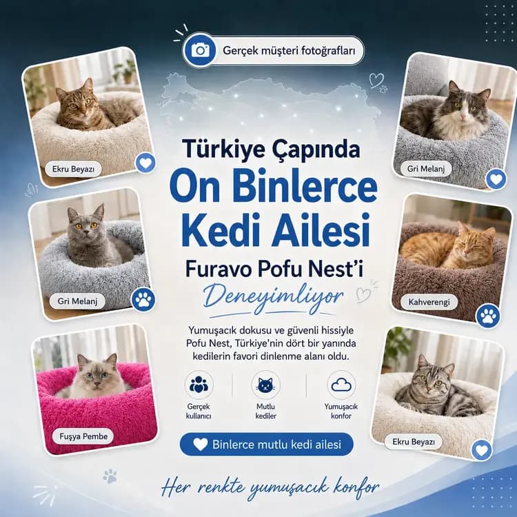 Furavo Pofu Nest Kedi Yatağı - görsel 2